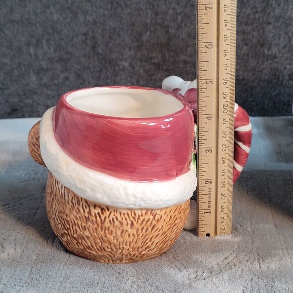 Vintage 1996 Teddy Bear Christmas Holiday Mug 20 oz Cup Nuts~Candy~Planter w/Box - Picture 3 of 11